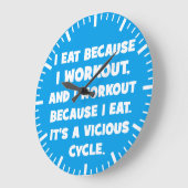 Workout-Spaß - Ich esse, weil ich trainiere Große Wanduhr (Winkel)