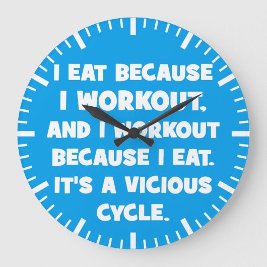 Workout-Spaß - Ich esse, weil ich trainiere Große Wanduhr (Vorderseite)