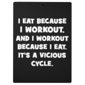 Workout-Spaß - Ich esse, weil ich trainiere Klemmbrett (Rückseite)