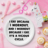 Workout-Spaß - Ich esse, weil ich trainiere Pappteller (Party)