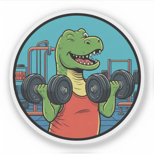 Workout T-Rex - Funny Dino Gym Motivation Aufkleber (Vorderseite)