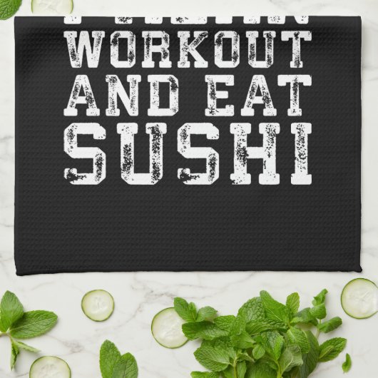 Workout und essen Sushi (Ich mag Party) - Funny Handtuch (Gefaltet)