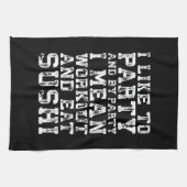 Workout und essen Sushi (Ich mag Party) - Funny Handtuch (Horizontal)