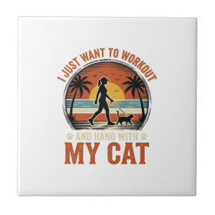 Workout und hänge mit meiner Katze Vintage-Shirt-D Fliese