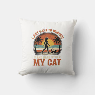 Workout und mit meiner Katze abhängen Vintage-Shir Kissen