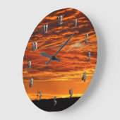 Workover Rig bei Sonnenuntergang (mit Zahlen) Große Wanduhr (Winkel)