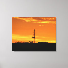 Workover Rig Silhouette bei Sunset Leinwanddruck