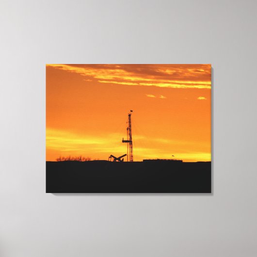 Workover Rig Silhouette bei Sunset Leinwanddruck (Vorderseite)