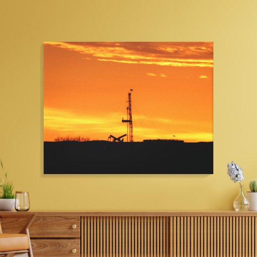 Workover Rig Silhouette bei Sunset Leinwanddruck (Insitu (Wohnzimmer))