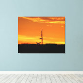 Workover Rig Silhouette bei Sunset Leinwanddruck (Insitu (Holzboden))