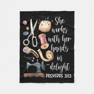 Works with Hands in Delight Sewing Christian Art Fleecedecke