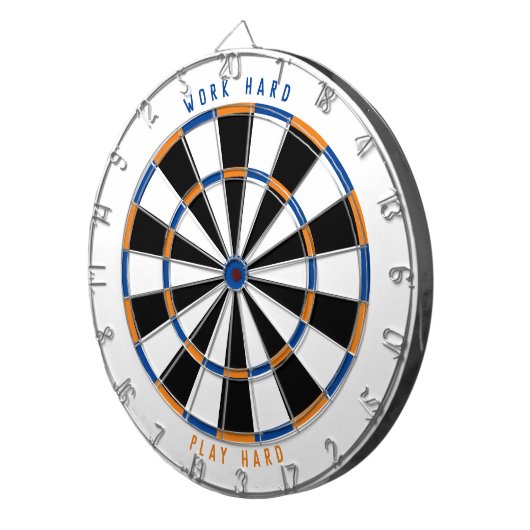 "WORKSHARD PLAY HARD" Spielsaal Schwarz/Blau/Orang Dartscheibe (Vorderseite rechts)