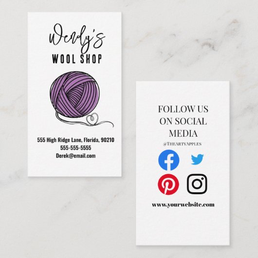 Workshop für Wollwaren Visitenkarte (Vorne/Hinten)