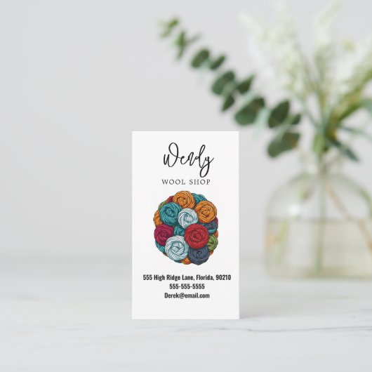 Workshop für Wollwaren Visitenkarte (Stehend Vorderseite)