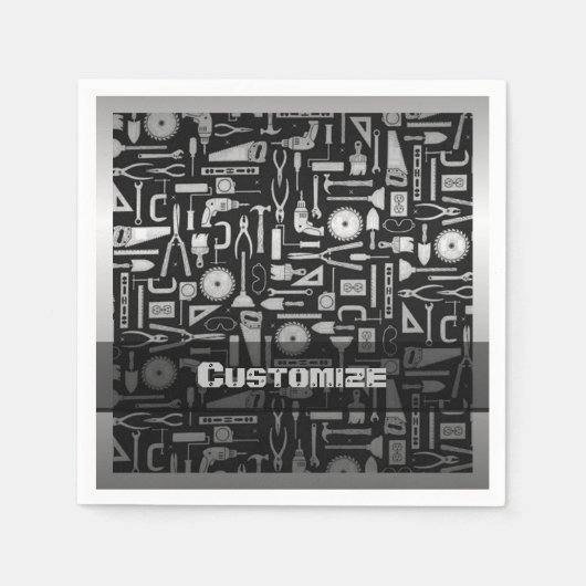 Workshop-Tools für Schwarz und Silber Serviette (Vorderseite)