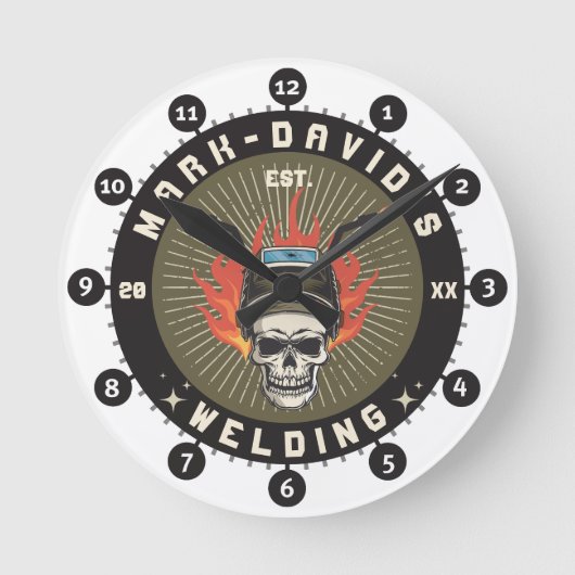Workshop zum Schweißen von personalisiertem Schwei Runde Wanduhr (Vorderseite)