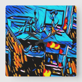 WorkSpace-Mittagessen Quadratische Wanduhr