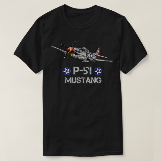 World2 American Aircraft P51 Mustang Fighter T-Shirt (Design vorne)