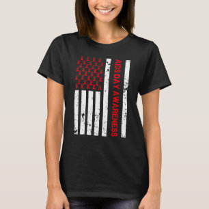 World Aids Day Awareness American Flag Männer Frau T-Shirt