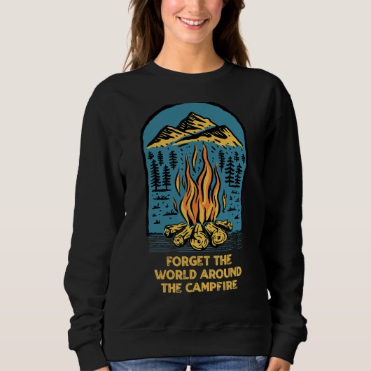 World Around the Campfire Camping Redewendungen Ca Sweatshirt (Vorderseite)