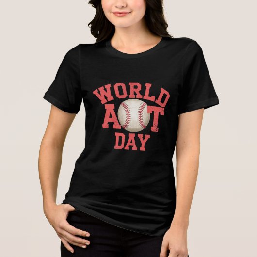 World Art Day Baseball Design Tri-Blend Shirt (Vorderseite)