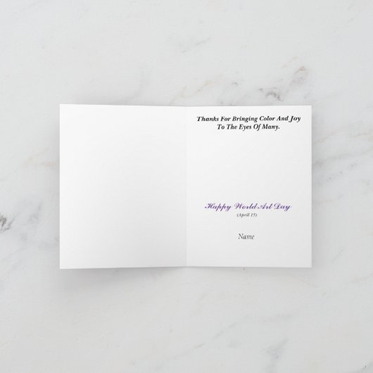 World Art Day Card oder Art Teachers Danke Karte (Innenseite)