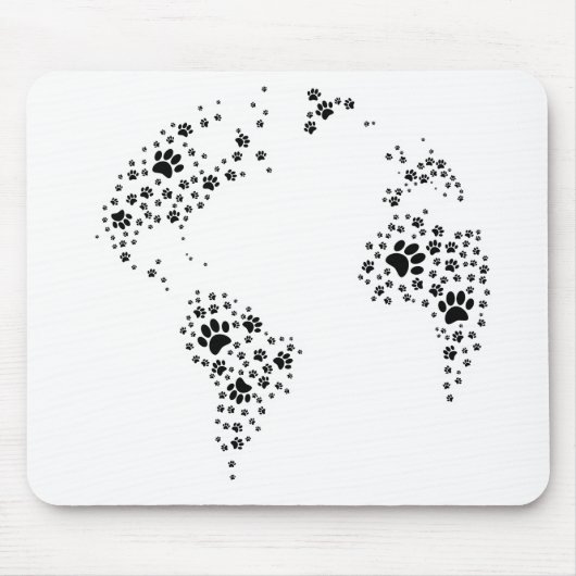 World Atlas Dog Paw Prints Mousepad (Vorne)