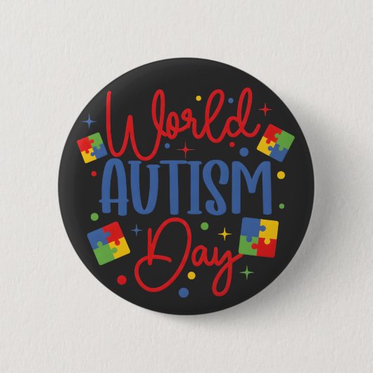 World Autism Awareness Day Colorful Puzzle Piece Button (Vorderseite)
