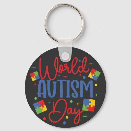 World Autism Awareness Day Colorful Puzzle Piece Schlüsselanhänger (Vorderseite)