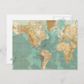 World bathyorographical map postkarte (Vorne/Hinten)