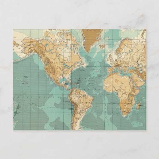 World bathyorographical map postkarte (Vorderseite)