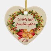 World Best Granddaughter Antique Wreath Christmas Keramik Ornament (Vorne)