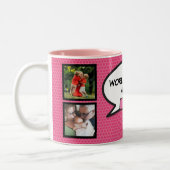 World Best Mama Foto Collage Fun Girly Pink Zweifarbige Tasse (Links)