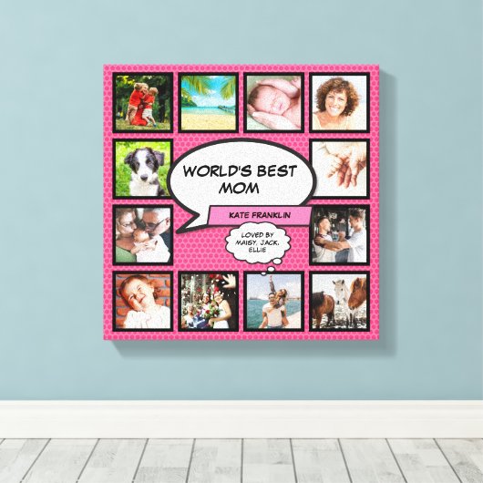 World Best Mama Fun Comic Book Pink Foto Leinwanddruck (Insitu (Holzboden))