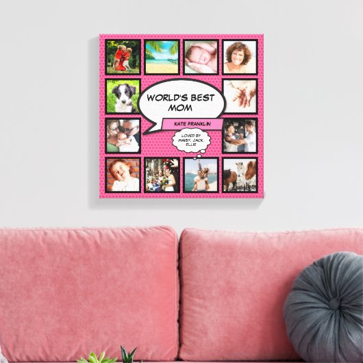 World Best Mama Fun Comic Book Pink Foto Leinwanddruck (Insitu (Wohnzimmer))