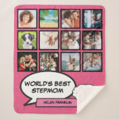 World Best Stepmuth Pink Foto Collage Fun Modern Sherpadecke (Vorderseite)