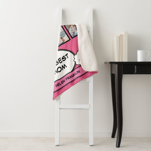 World Best Stepmuth Pink Foto Collage Fun Modern Sherpadecke (Beispiel)