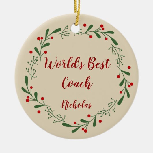 World Best Teacher Coach Individuelle Name Weihnac Keramik Ornament (Vorne)