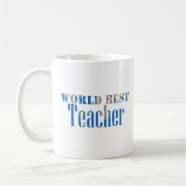 World Best Teacher Globe Naturetikum Typografie Bl Kaffeetasse