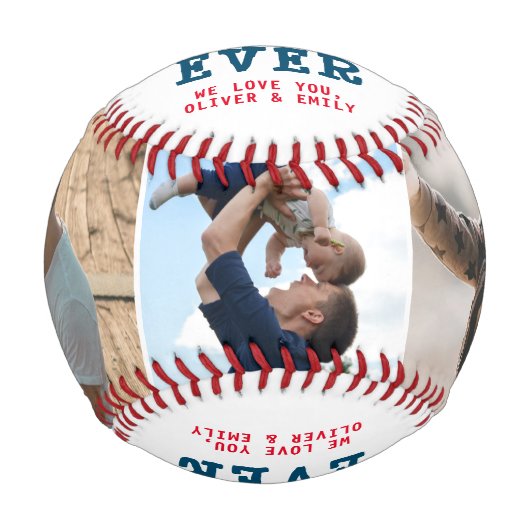 World Best Vater 3 Foto Collage Keepake Baseball (Vorderseite)