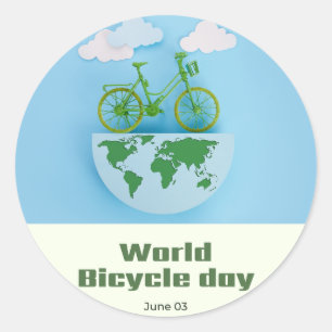 World Bicycle Day Runder Aufkleber
