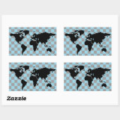 world black checkered map rechteckiger aufkleber (Blatt)