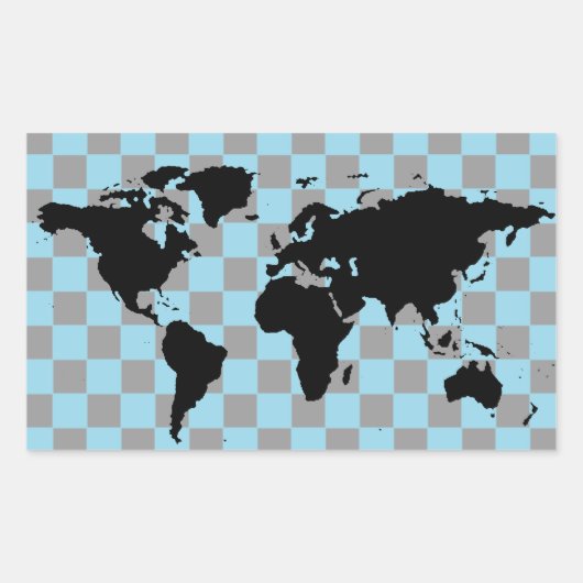 world black checkered map rechteckiger aufkleber (Vorderseite)