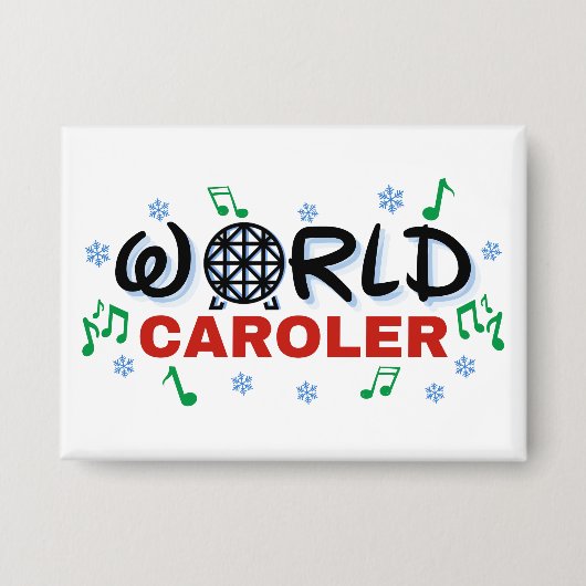 World Caroler mit grünen Musiknoten und blauem Sch Button (Vorderseite)