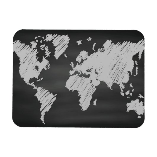 World Chalkboard Karte Magnet (Horizontal)