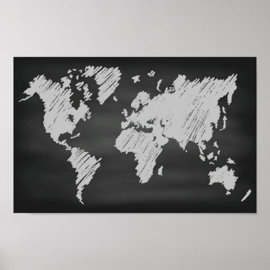 World Chalkboard Karte Poster (Vorne)