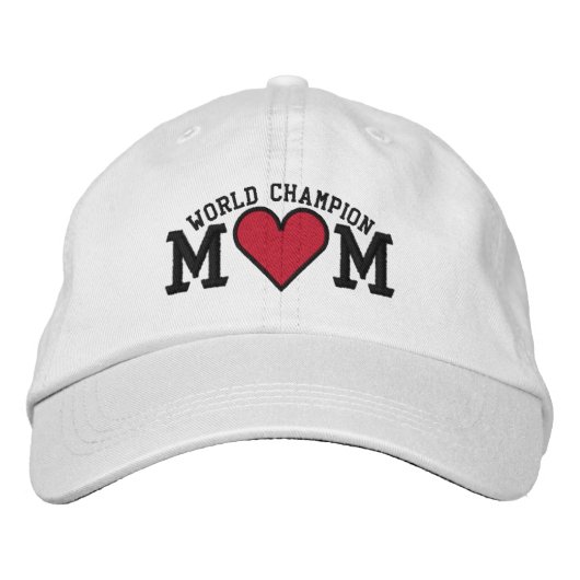 WORLD CHAMPION Herzdesign Bestickte Baseballkappe (Vorderseite)