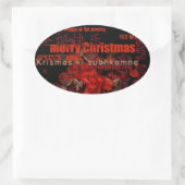 World Christmas Feliz Navidad Personalisiert Stick Ovaler Aufkleber (Tasche)