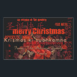 World Christmas Feliz Navidad Personalisiert Stick Rechteckiger Aufkleber<br><div class="desc">Weihnachten in vielen Sprachen : Feliz Navidad - Feliz Natal - Joyeux Weihnachten - Fröhliche Weihnachten - Buone Feste Natalizie - Frohe Weihnachten... </div>