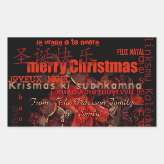 World Christmas Feliz Navidad Personalisiert Stick Rechteckiger Aufkleber (Vorderseite)